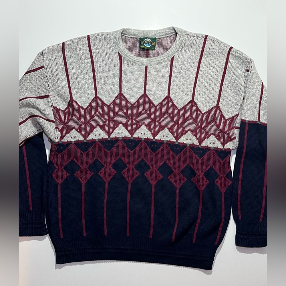 Men’s Vintage Jantzen Crew Neck Knit Grandpa Sweater, XL